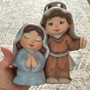 Charming Nativity Figurine Set - Blue and Brown